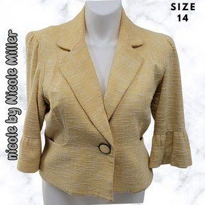 Nicole by Nicole Miller Women's Yellow Bell Sleeve Blazer Size 14